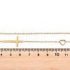 Religion 304 Stainless Steel Heart Cross Link Chain Necklaces NJEW-H093-03G-5