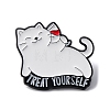 Cat with Word Treat Youself & Red Wine Enamel Pins JEWB-Q015-01B-1