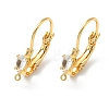 Teardrop Brass Micro Pave Clear Cubic Zirconia Leverback Earring Findings KK-Z136-24G-02-1