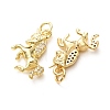 Brass Micro Pave Clear Cubic Zirconia Pendants CU-E003-18G-04-2