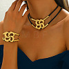 Flower Alloy & Wax Cord Double Layer Necklaces & Bracelets Sets for Women WG9D397-01-1