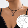 Gothic Brass & Glass Pendant Link Chain Necklaces for Women FS-WGECF55-07-1
