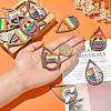 40Pcs 5 Styles Rainbow Printed Aspen Wood Big Pendants WOOD-CJ0001-69-4