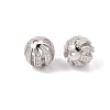 Hollow 925 Sterling Silver Micro Pave Clear Cubic Zirconia Beads SE-CBAF1B2-02P-1