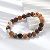 Natural Striped Agate/Banded Agate Beaded Stretch Bracelets BJEW-Q692-03I-5