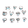 11Pcs 11 Style Synthetic Turquoise Finger Rings Set AJEW-PW0005-04AS-4