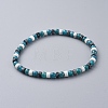 Natural Apatite & Howlite & Snowflake Obsidian Beads Stretch Bracelets BJEW-JB04697-01-1