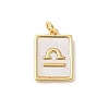 Brass Pave Natural White Shell Pendants KK-S522-09G-L-1