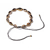 Cowrie Shell Braided Choker Necklaces NJEW-JN02387-01-4