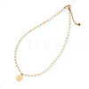 304 Stainless Steel Saint Benedict Medal Pendant Glass and Brass Beaded Short Necklaces for Women Daily Wear LS-AB8901-5