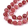 Ombre Effect Dyed Transparent Crackle Glass Beads Strands GLAA-Q111-8MM-05-4