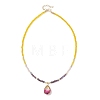 2Pcs 2 Styles Violet K9 Glass Teardrop Heart Pendant Colorful Electroplated Glass Faceted Rondelle Beaded Necklaces NJEW-JN05753-5