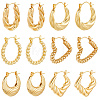 6 Pairs 6 Style 304 Stainless Steel Hoop Earrings for Women EJEW-BBC0001-96-1