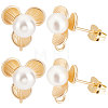 16Pcs Brass Flower Stud Earring Findings KK-BBC0007-07-1