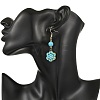 Natural Magnesite & Synthetic Turquoise and Shell Pearl Braided Dangle Earrings EJEW-MZ00789-01-2
