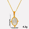 304 Stainless Steel Pave Natural White Shell Geometric Oval Pendant Necklaces AX5214-4-1