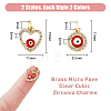 8Pcs 4 Styles Evil Eye Brass Micro Pave Clear Cubic Zirconia Charms KK-DC0002-64-2