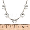 Brass Micro Pave Clear Cubic Zirconia Double Horn and Round Beaded Necklaces KK-CBA4547-06P-4