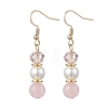 Round Natural Rose Quartz Dangle Earrings EJEW-JE06778-02-2