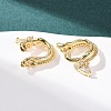 Heart Brass Micro Pave Clear Cubic Zirconia Cuff Earrings EJEW-H178-05G-2