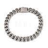 304 Stainless Steel Engraved Beast & Christian Upside Down Cross Cuban Link Chain Bracelets for Women Men BJEW-F529-17P-3