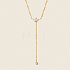 304 Stainless Steel Pave Clear Cubic Zirconia Flower Tassel Y Necklaces for Women ZN1506-1
