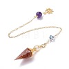 Resin Hexagonal Pointed Dowsing Pendulums(Brass Finding and Gemstone Inside) G-L521-A-4