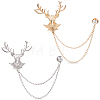 2Pcs 2 Colors Deer Hanging Chain Brooch Pin JEWB-FH0003-28-1