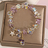 Alloy Rhinestone Star Charm Glass Beaded Stretch Bracelets for Women WG1458C-02-1