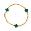 St. Patrick's Day Brass & Natural Shell Beaded Stretch Bracelets for Women MR9061-5-1