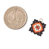 Handmade Glass Seed Beaded  Window Lattice Pattern Shape Pendants PALLOY-MZ00929-01-2