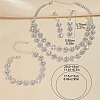 Flower Alloy Rhinestone Chain Double Layer Necklaces & Stud Dangle Earrings & Bracelets Sets FS-WG0F210-01-4