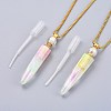 Electroplate Natural Quartz Crystal Perfume Bottle Pendant Necklaces NJEW-I239-01G-1