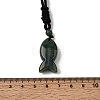 Natural Moss Agate Fish Pendant Black Nylon Cord Necklaces NJEW-G185-01F-5