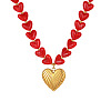 Valentine's Day 304 Stainless Steel Heart Pendant Resin Beaded Necklaces for Women FS-WG68522-01-2