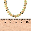 304 Stainless Steel Enamel Leaf Link Chain Necklaces for Women NJEW-Z111-01G-3