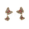 Butterfly Alloy & Rhinestone Dangle Stud Earrings FS-WGE670D-01-5