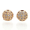 Rack Plating Brass Cubic Zirconia Beads ZIRC-S001-6mm-A02-3