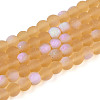Frosted Transparent Glass Beads Strands GLAA-T032-T4mm-MBB08-1