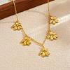 304 Stainless Steel Flower Multi Pendant Bib Necklaces for Women WG4B855-01-4