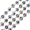 Faceted Rondelle Handmade Electroplate Glass Beads Chains AJEW-JB00130-01-1