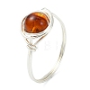 Natural Amber Finger Rings RJEW-JR01040-4