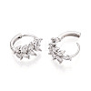 Brass Micro Pave Cubic Zirconia Leaf Hoop Earrings EJEW-T048-41B-P-3