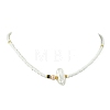Natural Baroque Keshi Pearl Oval Glass Seed Beaded Necklaces for Women NJEW-JN06219-2
