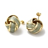 Real 18K Gold Plated Brass Enamel Stud Earrings for Women EJEW-M251-09G-03-2