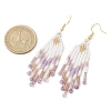 Woven Seed Beads & Natural Amethyst Tassel Earrings EJEW-MZ00154-03-3