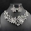 Flower Alloy Glass Pendant Necklaces & Stud Dangle Earrings Sets WGA2AF6-02-1