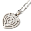 Non-Tarnish 201 Stainless Steel Hollow Heart Pendant Necklace with Cable Chains NJEW-Q317-14P-2