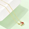 Brass Pave Cubic Zirconia Rectangle & Teardrop Pendant Cable Chain Necklaces KK-CBAB173-05G-03-2