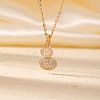 Brass Pave Clear Cubic Zirconia Gourd Shape Pendant Necklaces for Women YJ8780-2